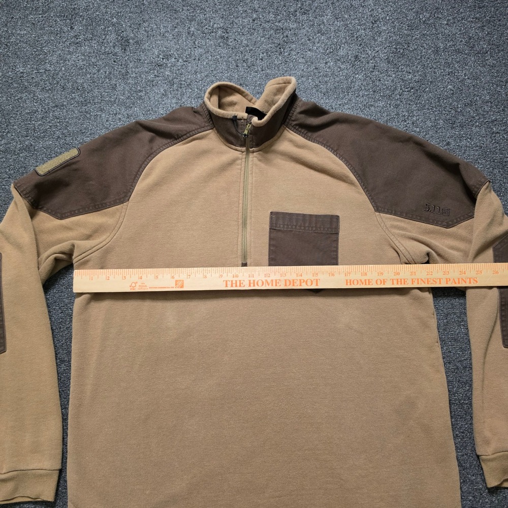 5.11 Tactical Radar Fleece Pullover Tan Mens Large 1/4 Zip Reinforced Elbows - Picture 4 of 8